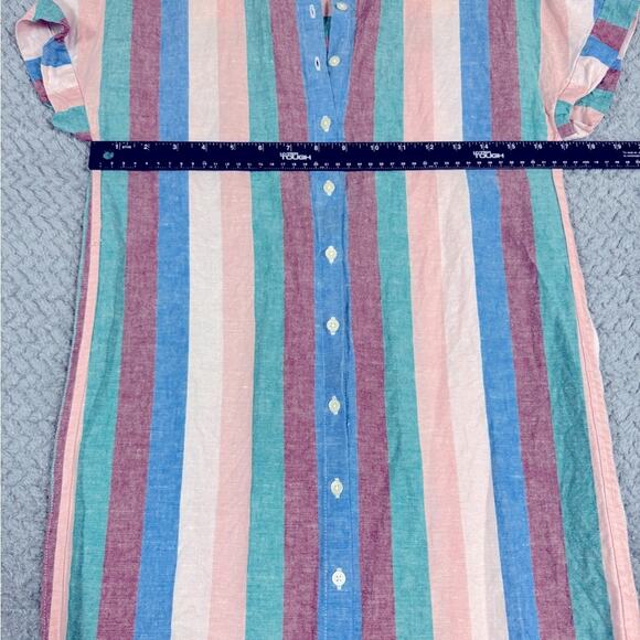 Madewell Women’s Dress Central Shirtdress in Flagstaff Stripe Linen Blend XXS - Picture 7 of 14